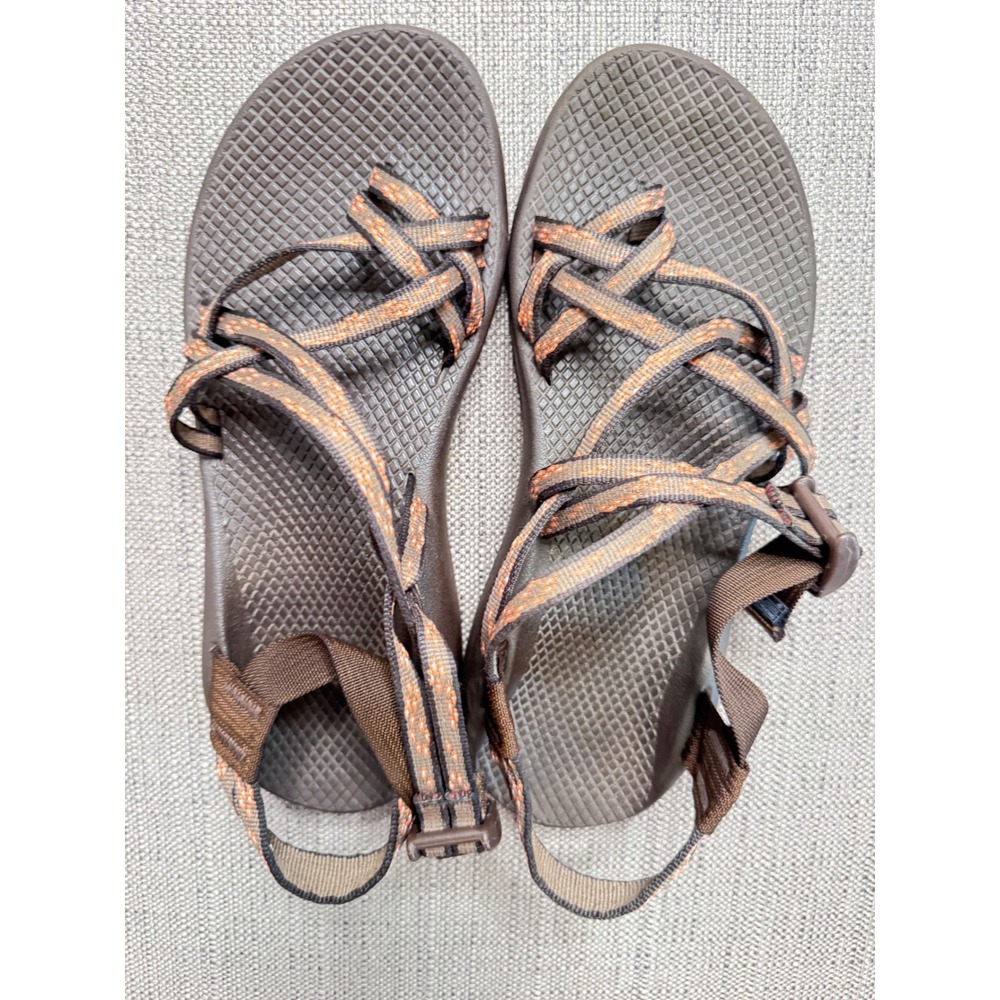 Chaco Z Cloud 2 Womens 9 Brown Orange Strappy Toe Loop Sandals Vibram Sole